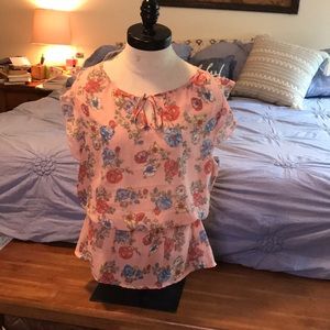 Pink Flowered lightweight top. Bought in Germany.  Large (German size 44)